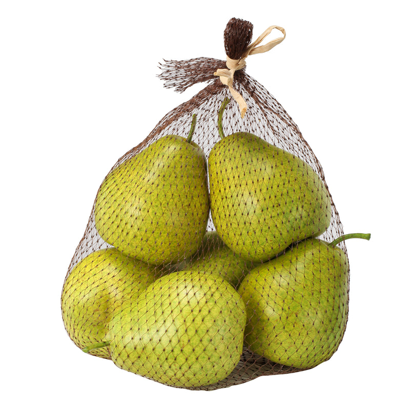 Decorative 6 Piece Artificial Pear In Plastic Net Bag Green-zoom-