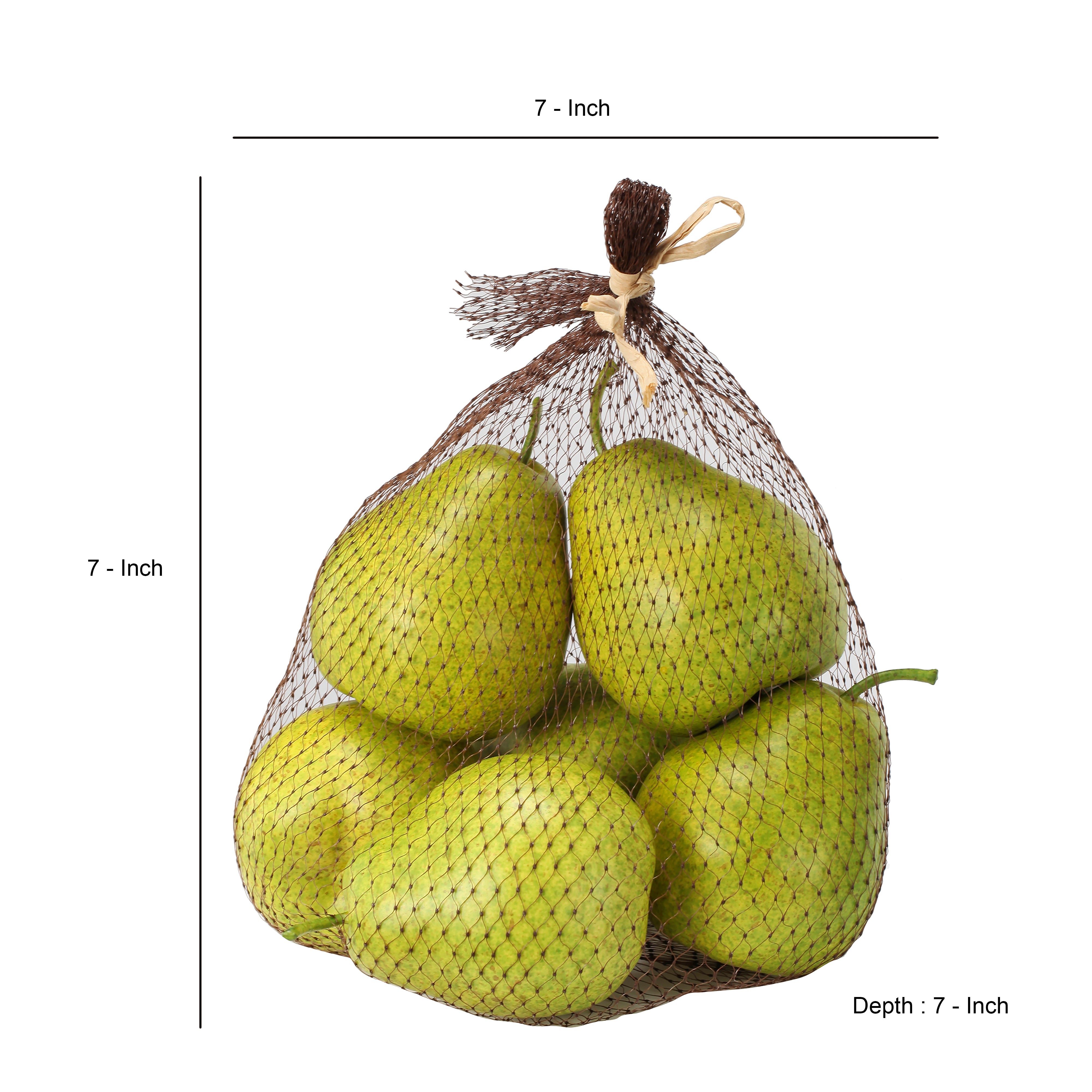 Decorative 6 Piece Artificial Pear In Plastic Net Bag Green-zoom-4