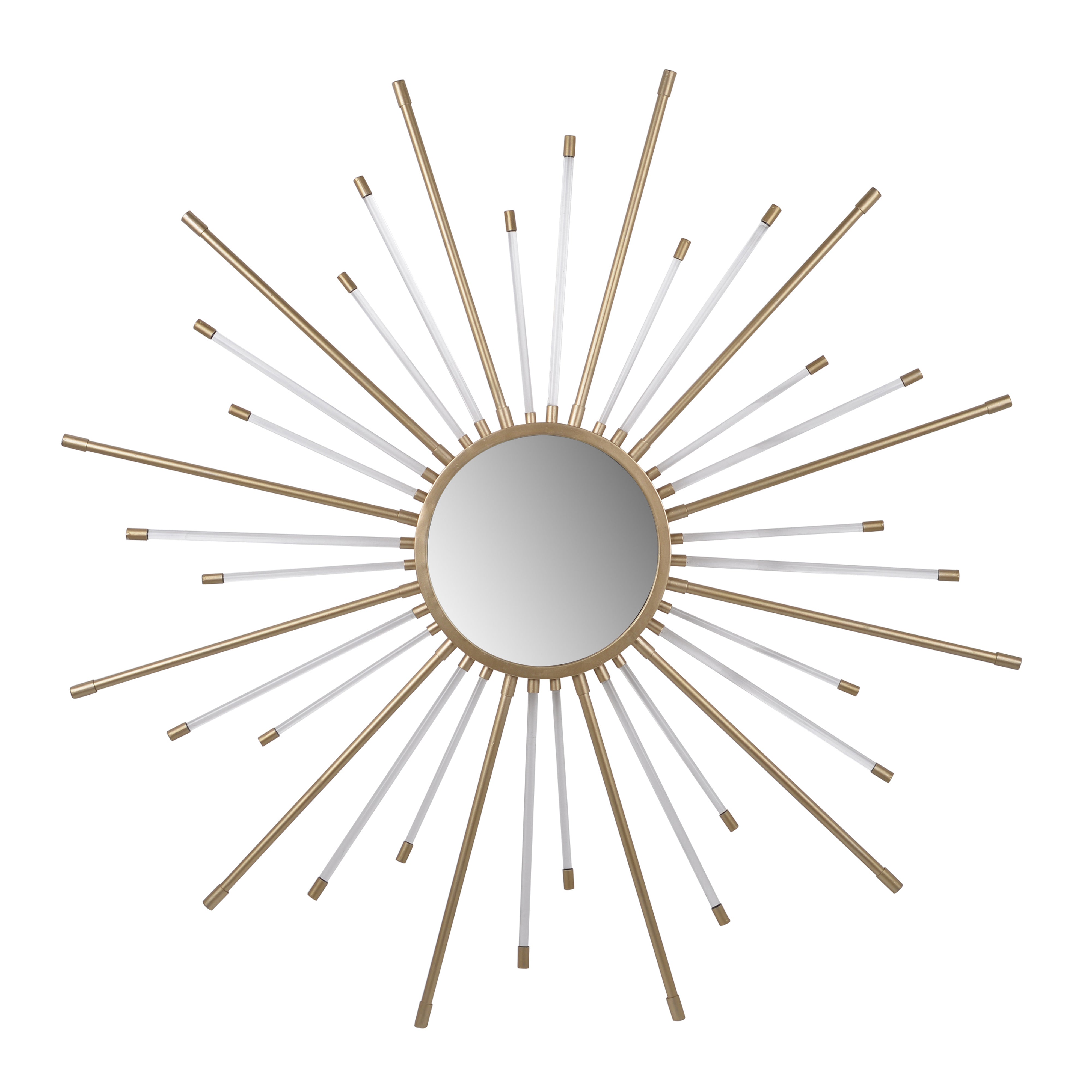 Iron Mirror With Sparkled Sunburst Design Large White And Gold-zoom-1