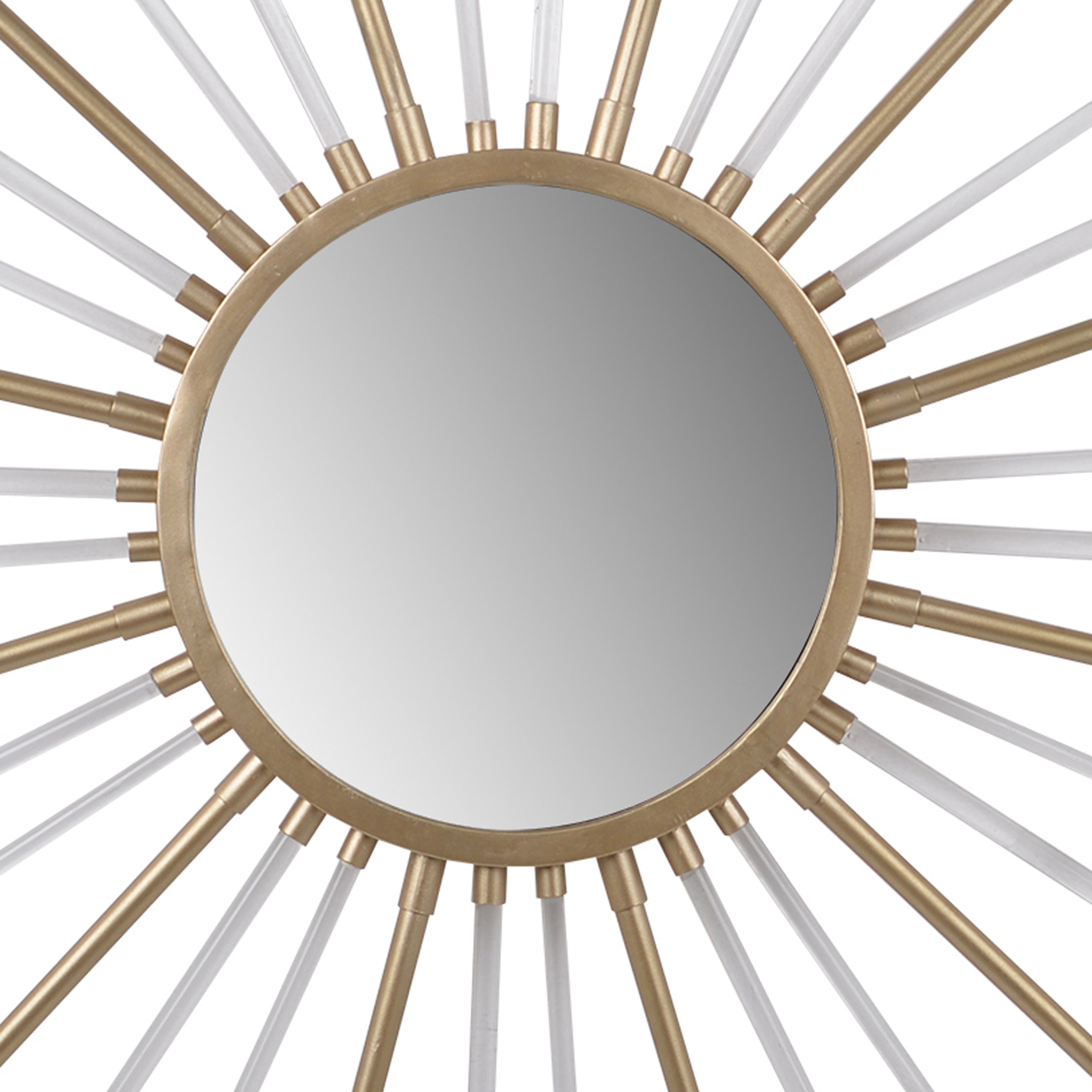 Iron Mirror With Sparkled Sunburst Design Large White And Gold-zoom-2