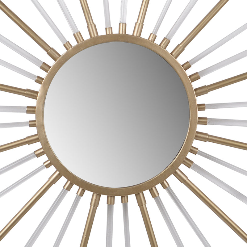 Iron Mirror With Sparkled Sunburst Design Large White And Gold-zoom-