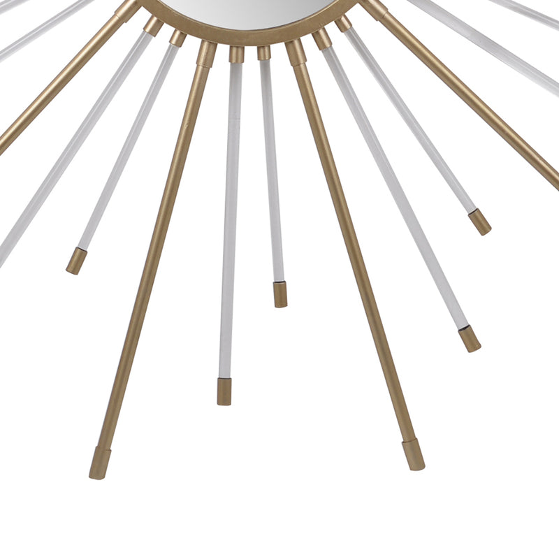 Iron Mirror With Sparkled Sunburst Design Large White And Gold-zoom-