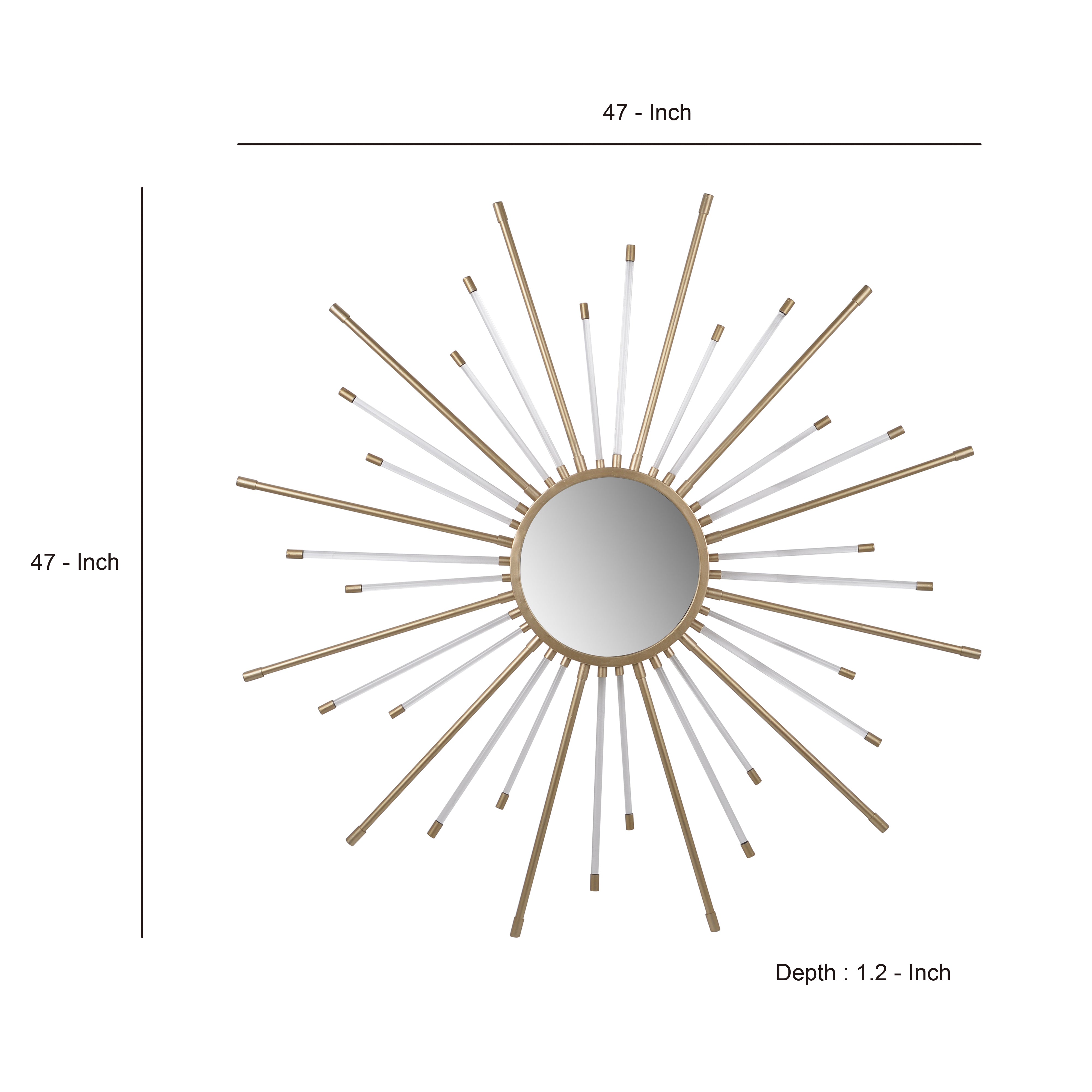 Iron Mirror With Sparkled Sunburst Design Large White And Gold-zoom-4