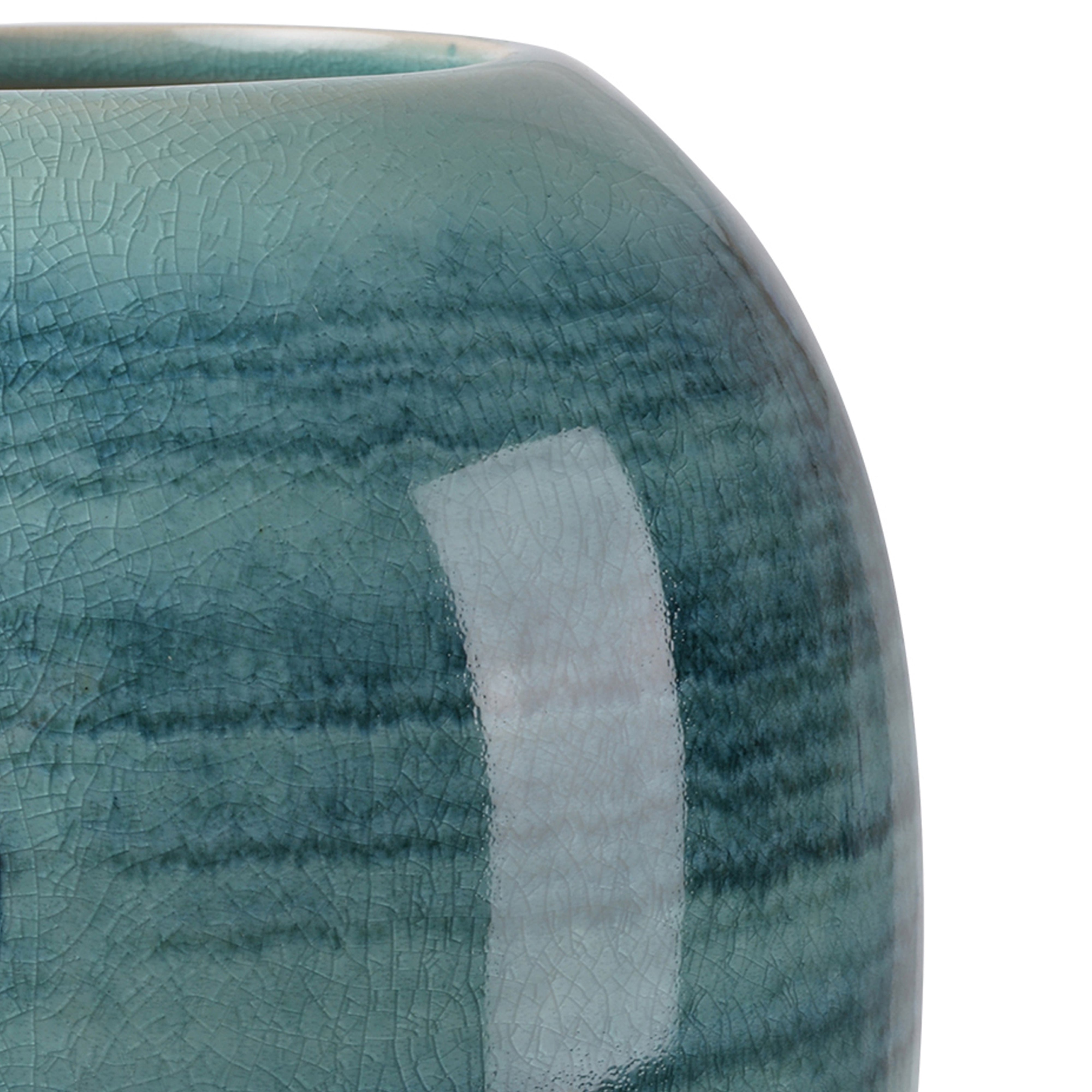 Decorative Ceramic Rugby Ball Shaped Vase With Tapered Bottom Blue-zoom-3