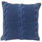18 X 18 Inch Decorative Cable Knit Hand Woven Cotton Pillow Blue
