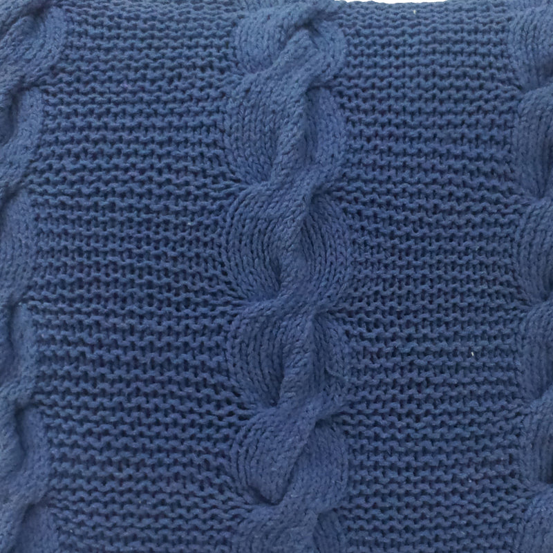 18 X 18 Inch Decorative Cable Knit Hand Woven Cotton Pillow Blue-zoom-