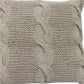18 X 18 Inch Decorative Cable Knit Hand Woven Cotton Pillow Beige