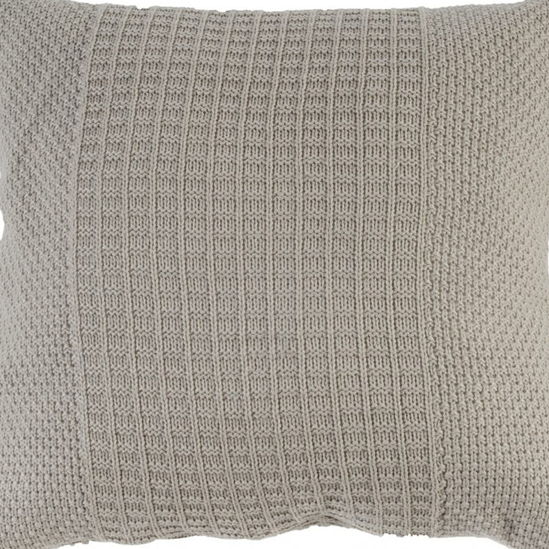 22 X 22 Inch Decorative Polyester Pillow With Knitted Detail Gray-zoom-