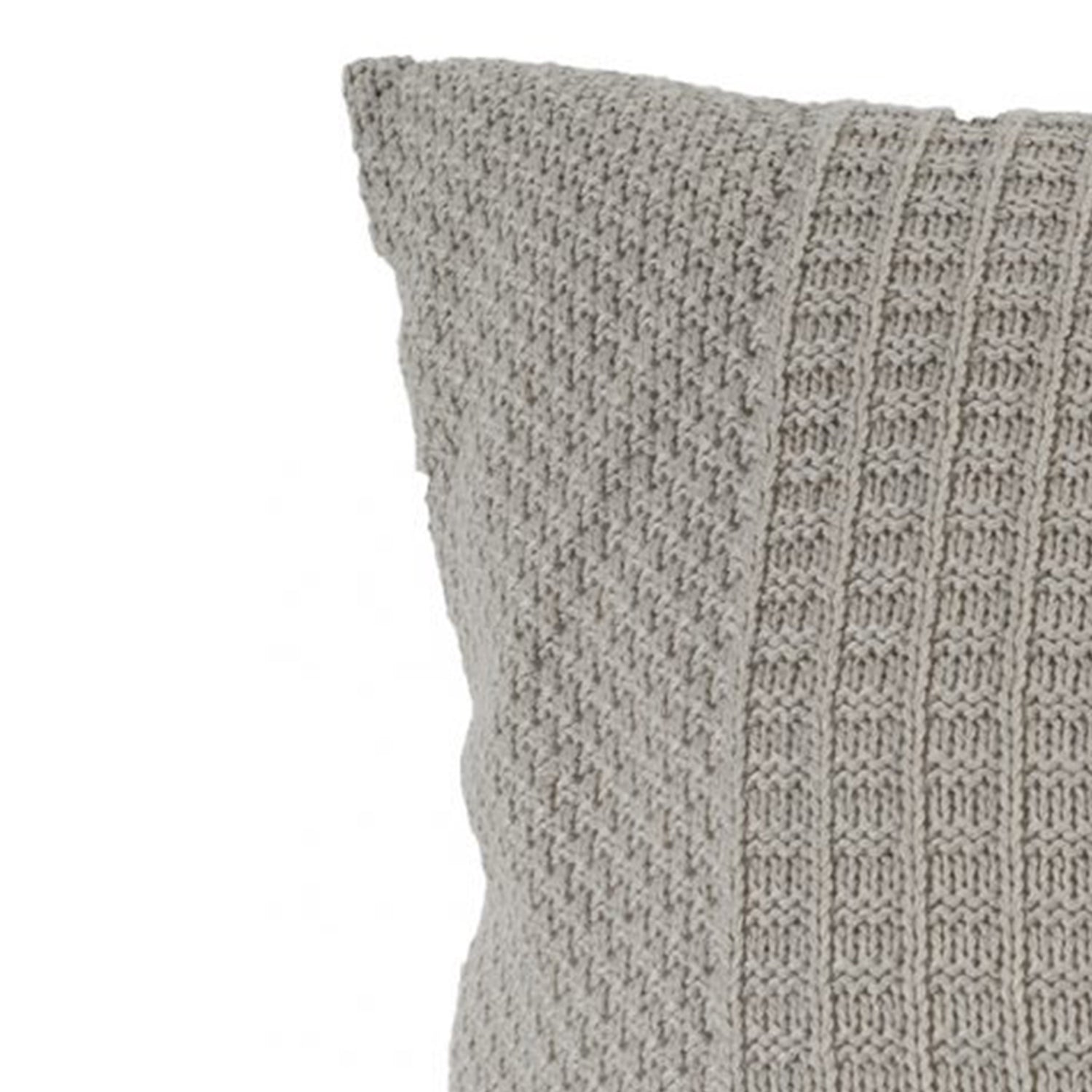 22 X 22 Inch Decorative Polyester Pillow With Knitted Detail Gray-zoom-3