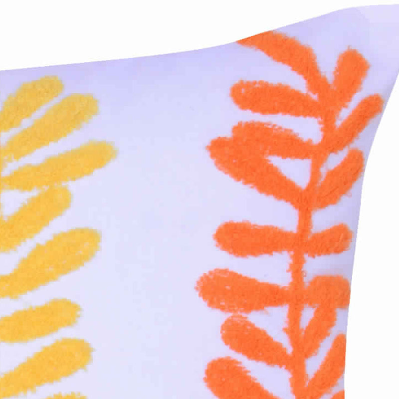 18 X 18 Inch Decorative Cotton Pillow With Sprig Pattern Multicolor-zoom-