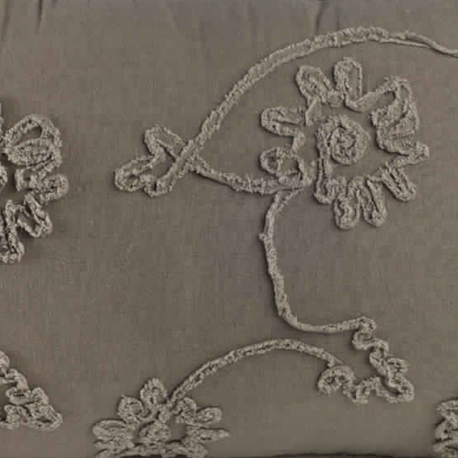 25 X 15.5 Inch Decorative Cotton Pillow With Floral Embroidery Gray-zoom-4