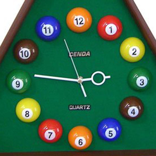 Pool Theme Triangular Shape Plastic Clock Multicolor-zoom-