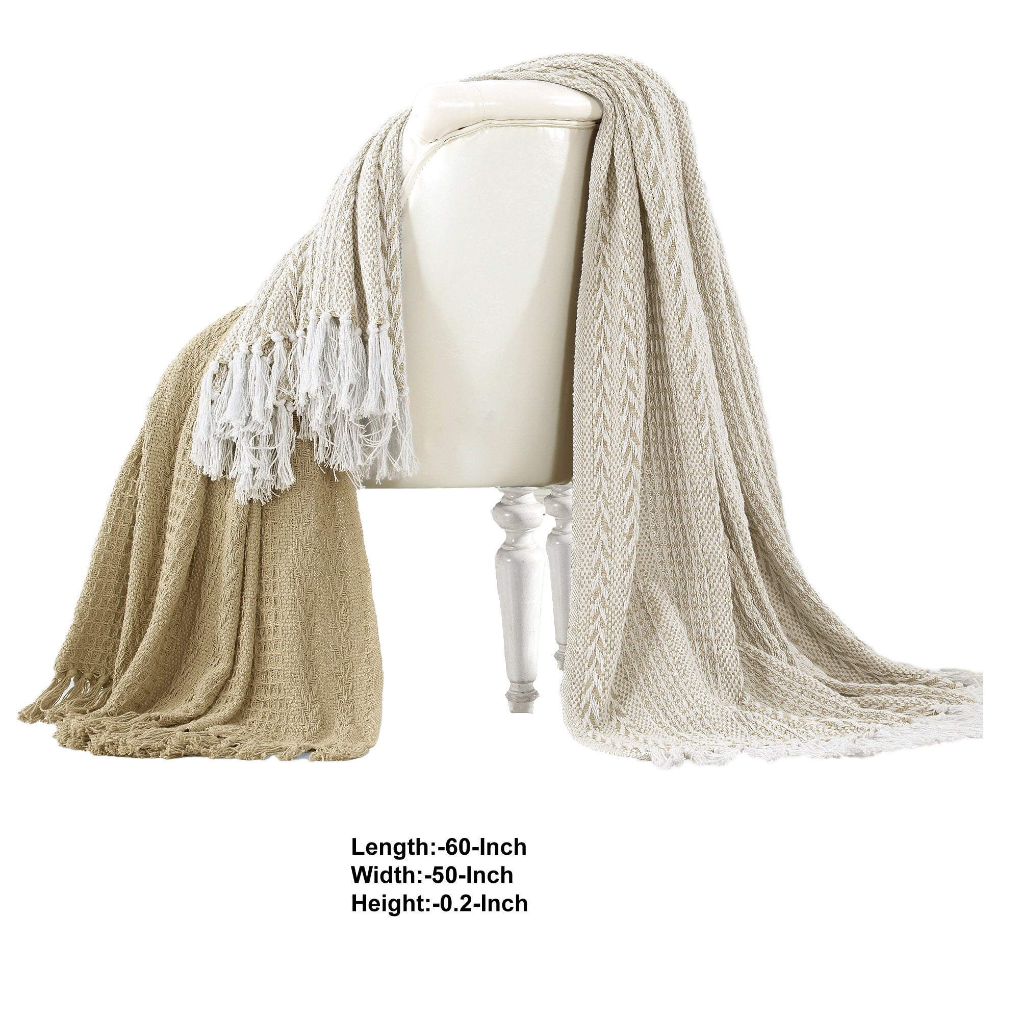 Latina Cotton Throw With Decorative Fringe Set Of 2 Brown-zoom-2
