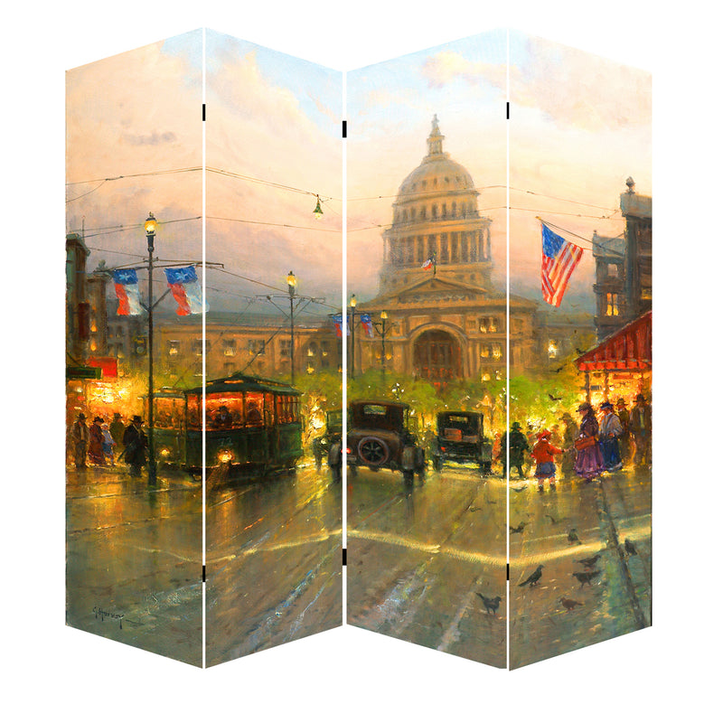 Capitol Hill Street Print Canvas 4 Panel Room Divider , Multicolor-zoom-