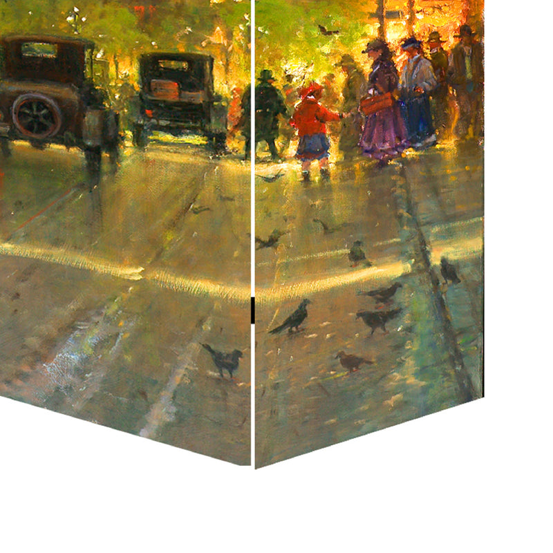 Capitol Hill Street Print Canvas 4 Panel Room Divider , Multicolor-zoom-