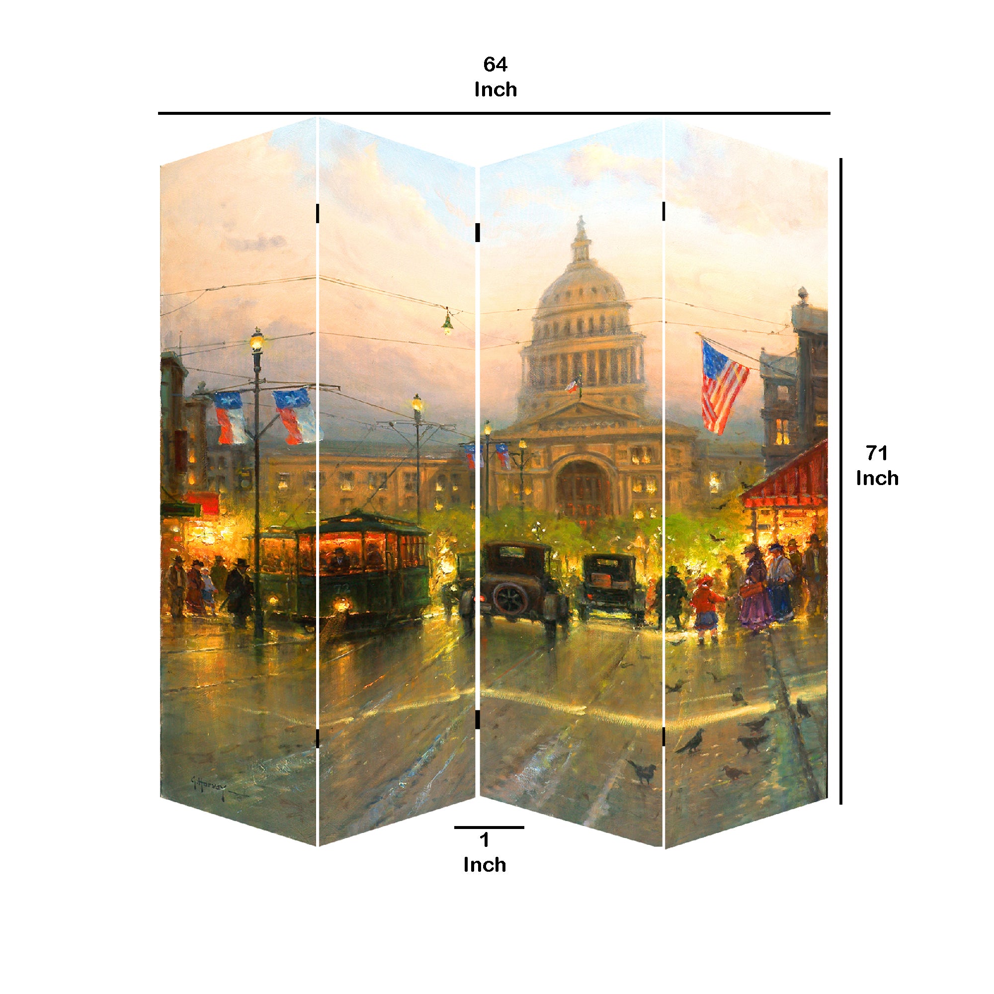 Capitol Hill Street Print Canvas 4 Panel Room Divider , Multicolor-zoom-5