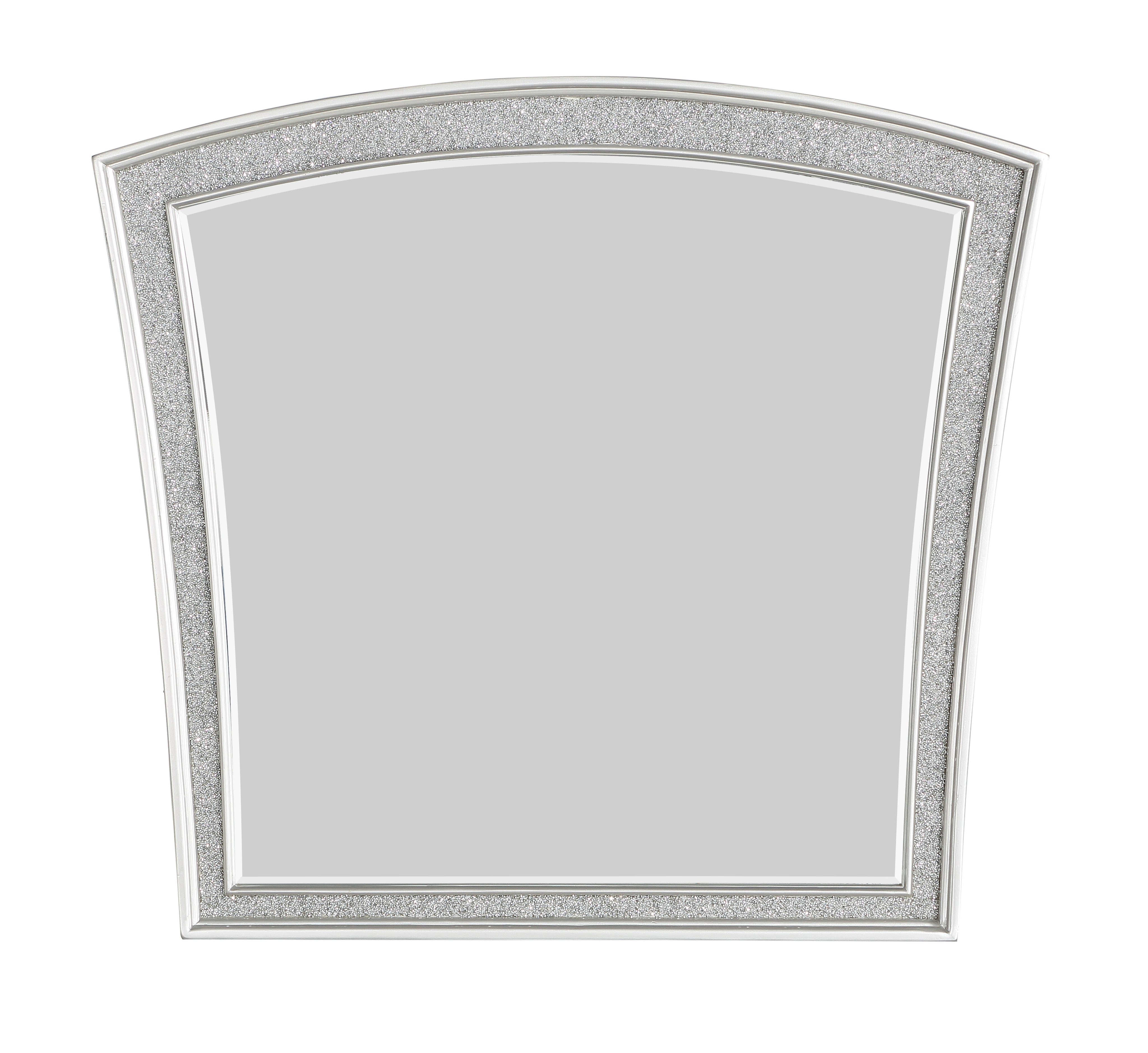 Modern Style Wooden Decorative Mirror With Rhinestone Inlays Silver-zoom-1