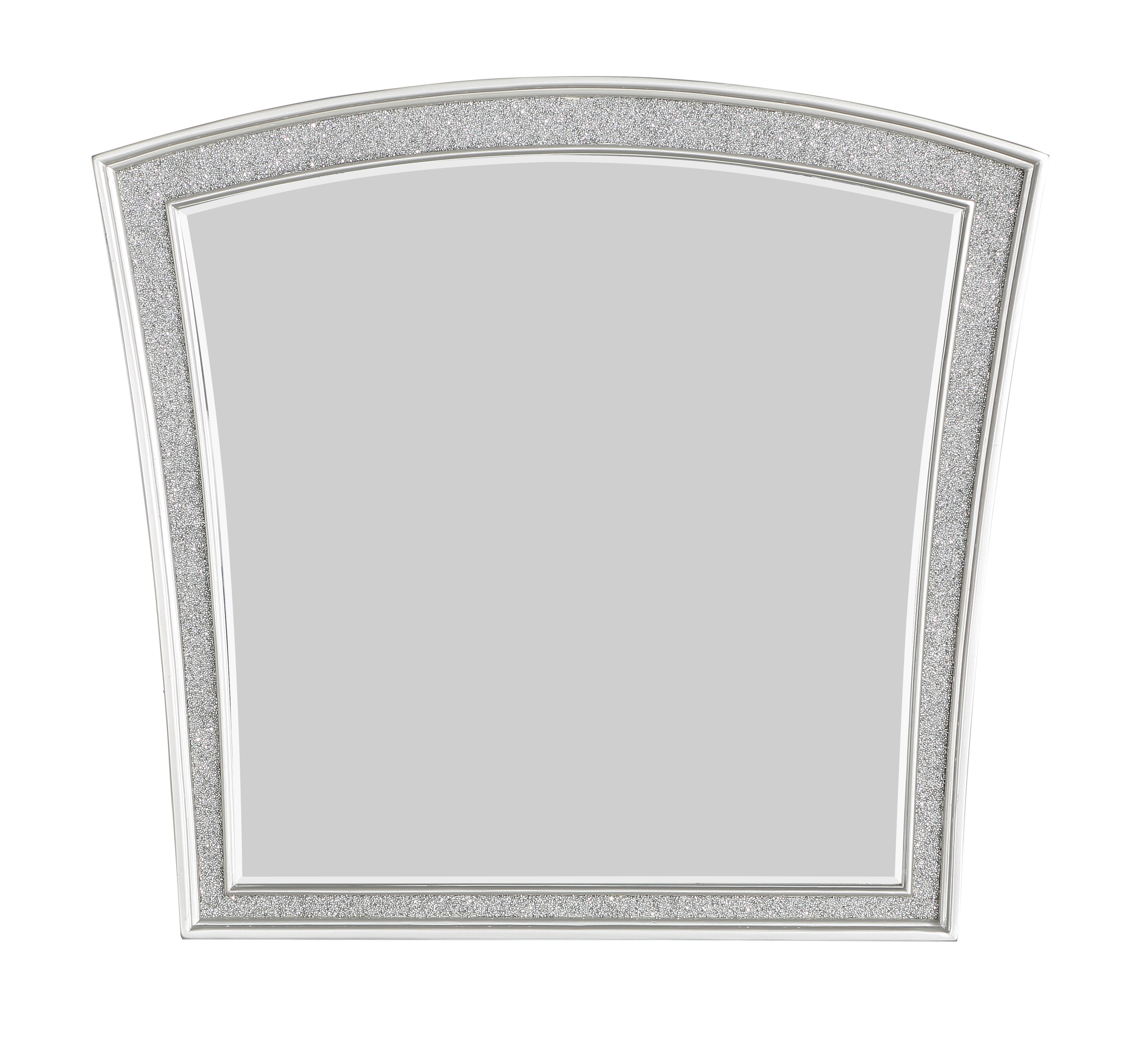 Modern Style Wooden Decorative Mirror With Rhinestone Inlays Silver