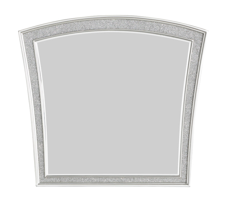 Modern Style Wooden Decorative Mirror With Rhinestone Inlays Silver-zoom-