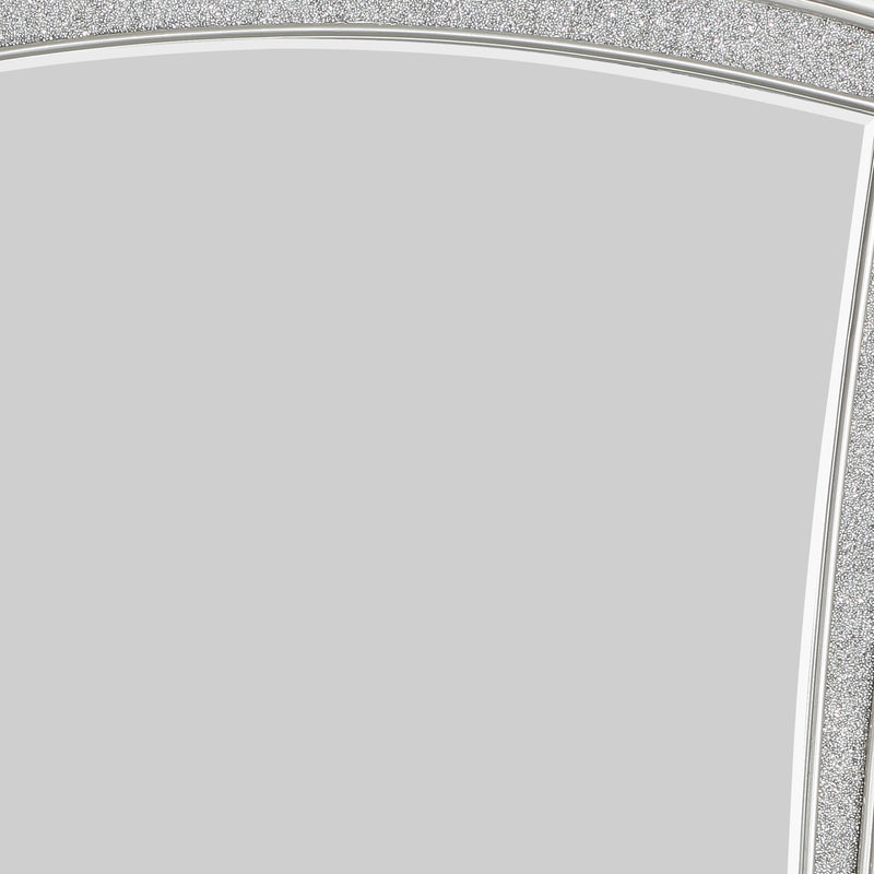Modern Style Wooden Decorative Mirror With Rhinestone Inlays Silver-zoom-