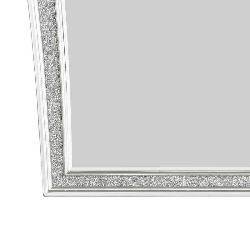 Modern Style Wooden Decorative Mirror With Rhinestone Inlays Silver-zoom-
