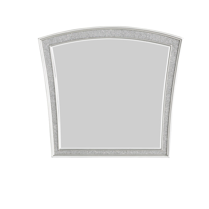 Modern Style Wooden Decorative Mirror With Rhinestone Inlays Silver-zoom-