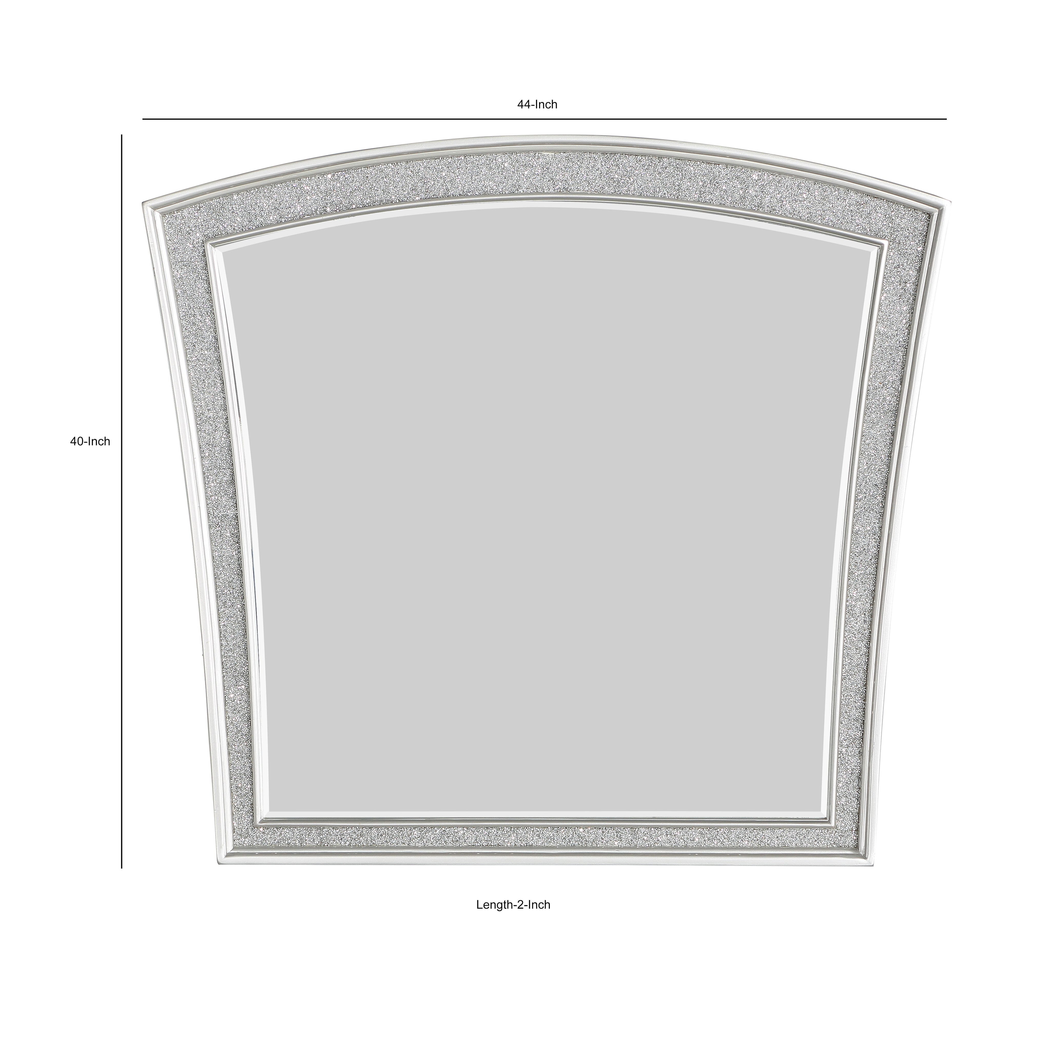Modern Style Wooden Decorative Mirror With Rhinestone Inlays Silver-zoom-5