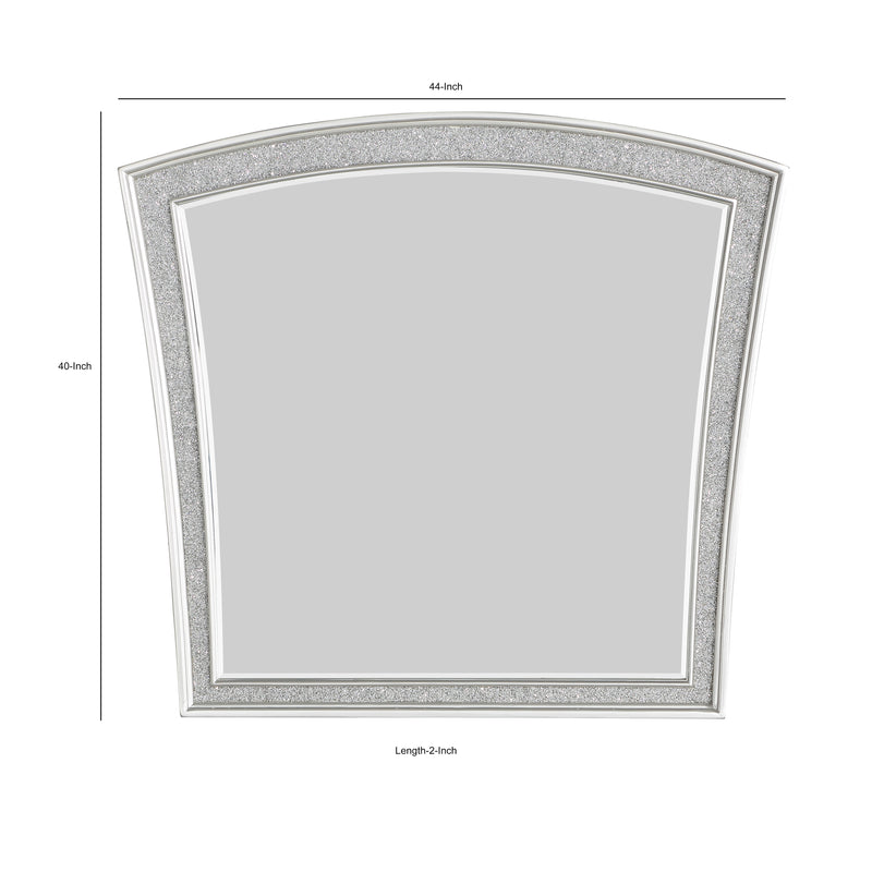 Modern Style Wooden Decorative Mirror With Rhinestone Inlays Silver-zoom-