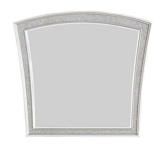 Modern Style Wooden Decorative Mirror With Rhinestone Inlays Silver