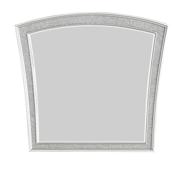 Modern Style Wooden Decorative Mirror With Rhinestone Inlays Silver