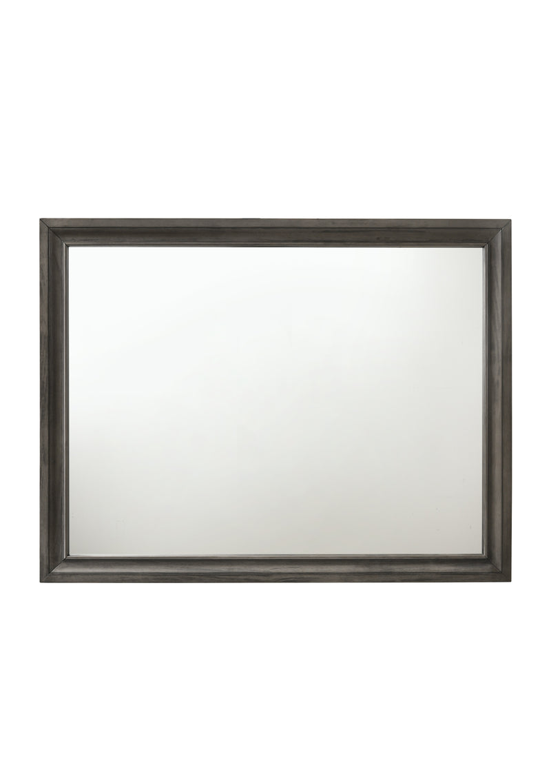 Transitional Style Wooden Decorative Mirror With Beveled Edges Gray-zoom-