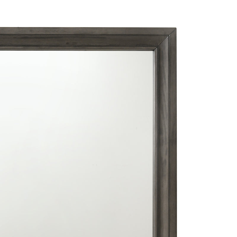 Transitional Style Wooden Decorative Mirror With Beveled Edges Gray-zoom-