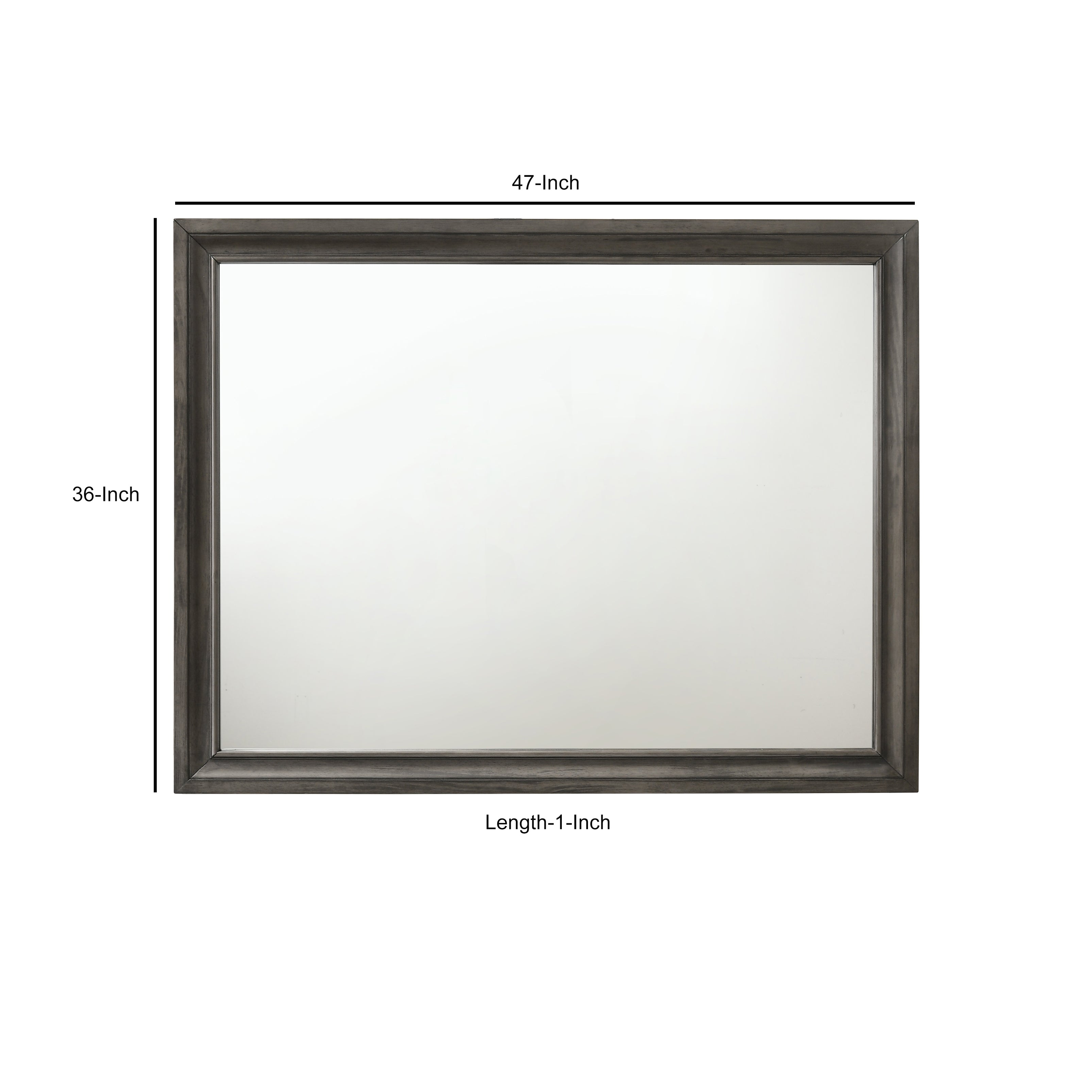 Transitional Style Wooden Decorative Mirror With Beveled Edges Gray-zoom-5