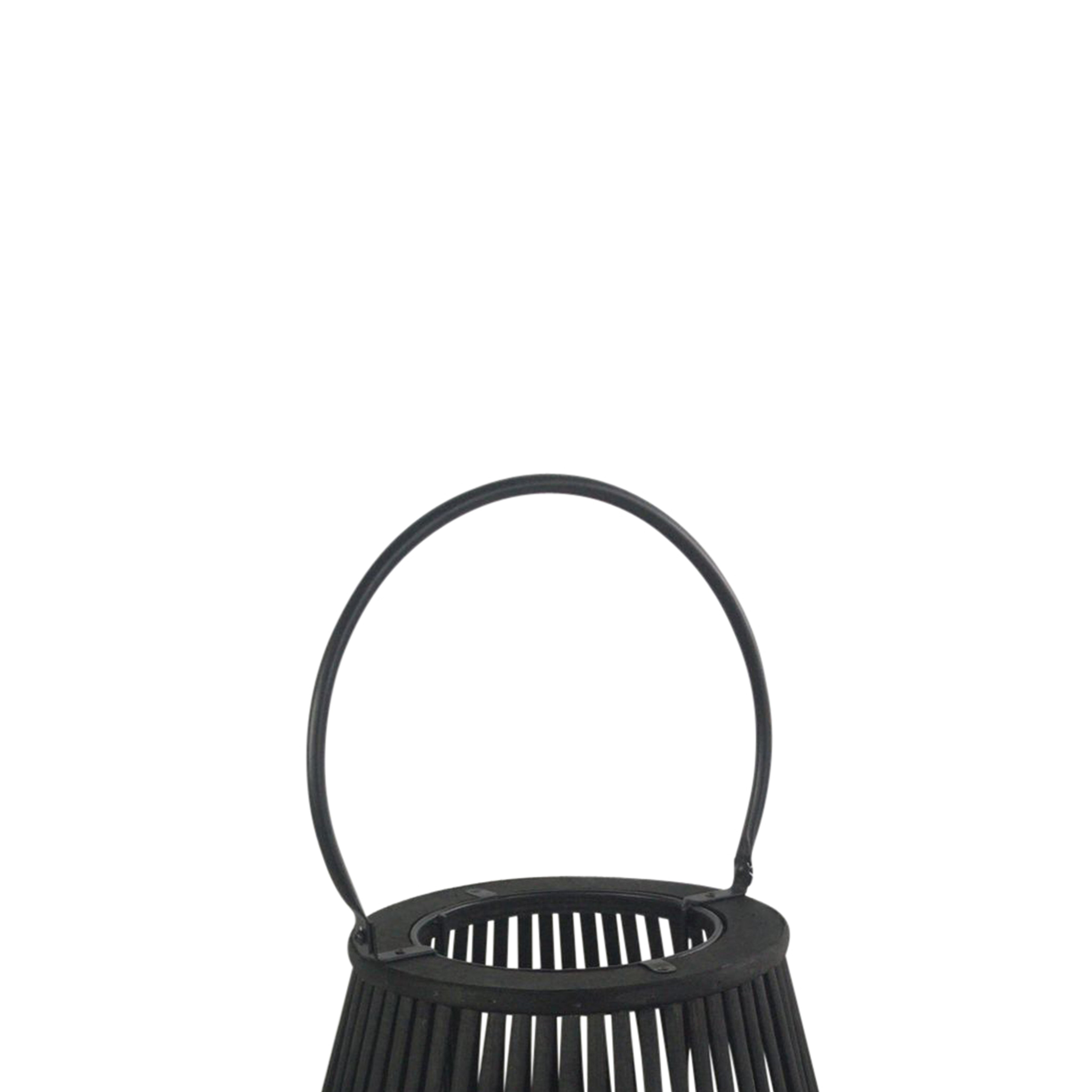 Decorative Drum Shaped Open Cage Bamboo Lantern Large Black-zoom-2