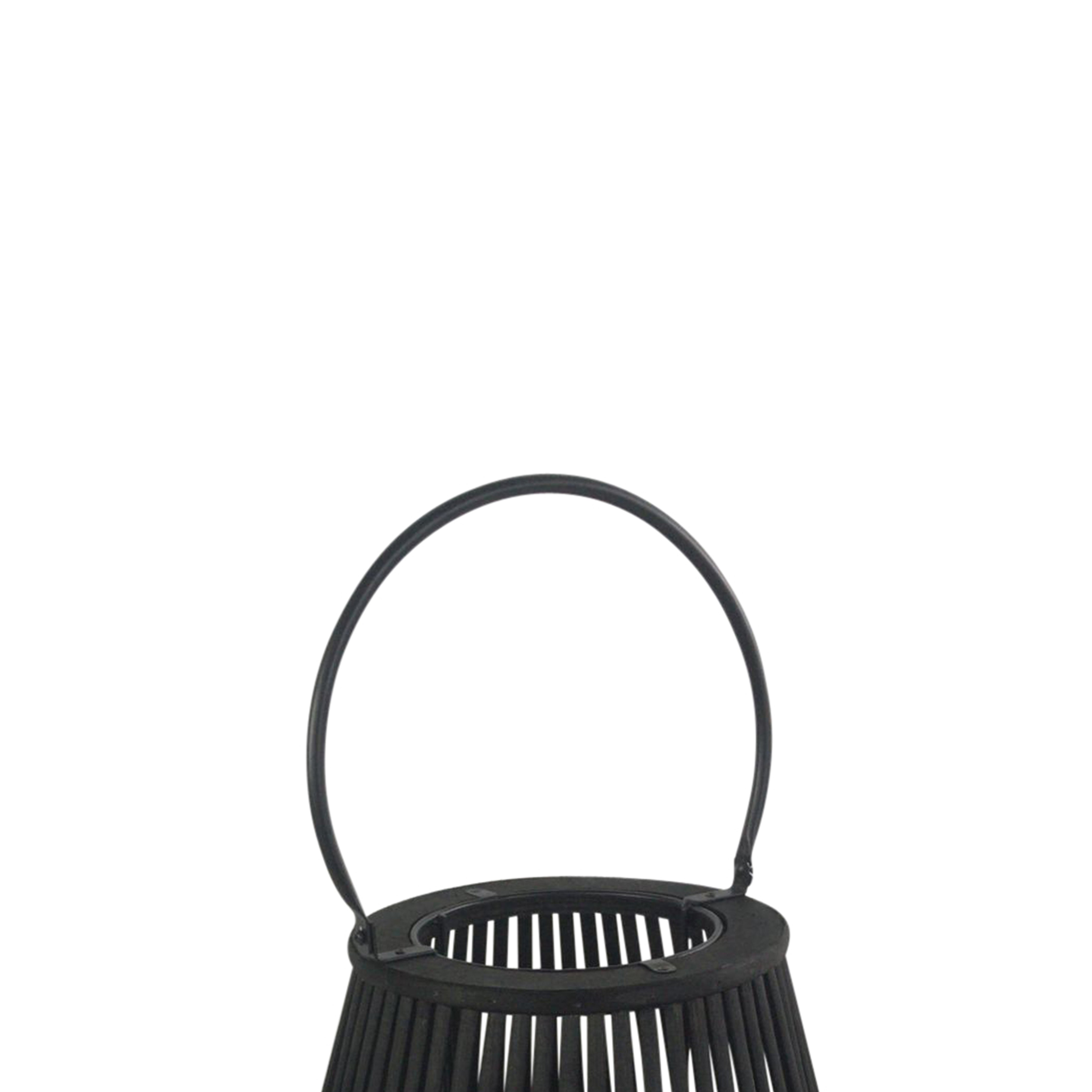 Decorative Drum Shaped Open Cage Bamboo Lantern Large Black