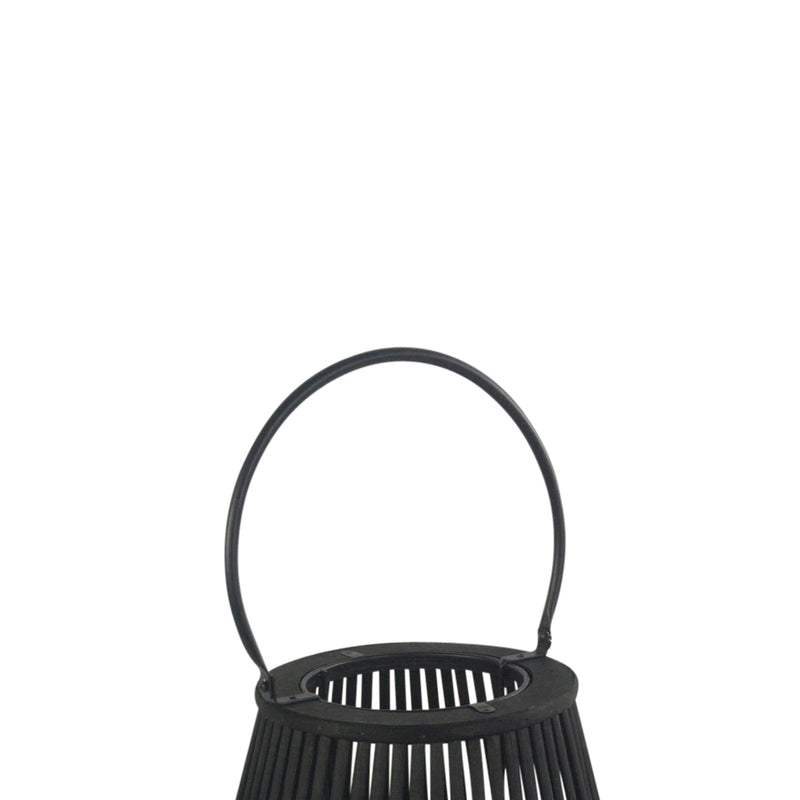 Decorative Drum Shaped Open Cage Bamboo Lantern Large Black-zoom-