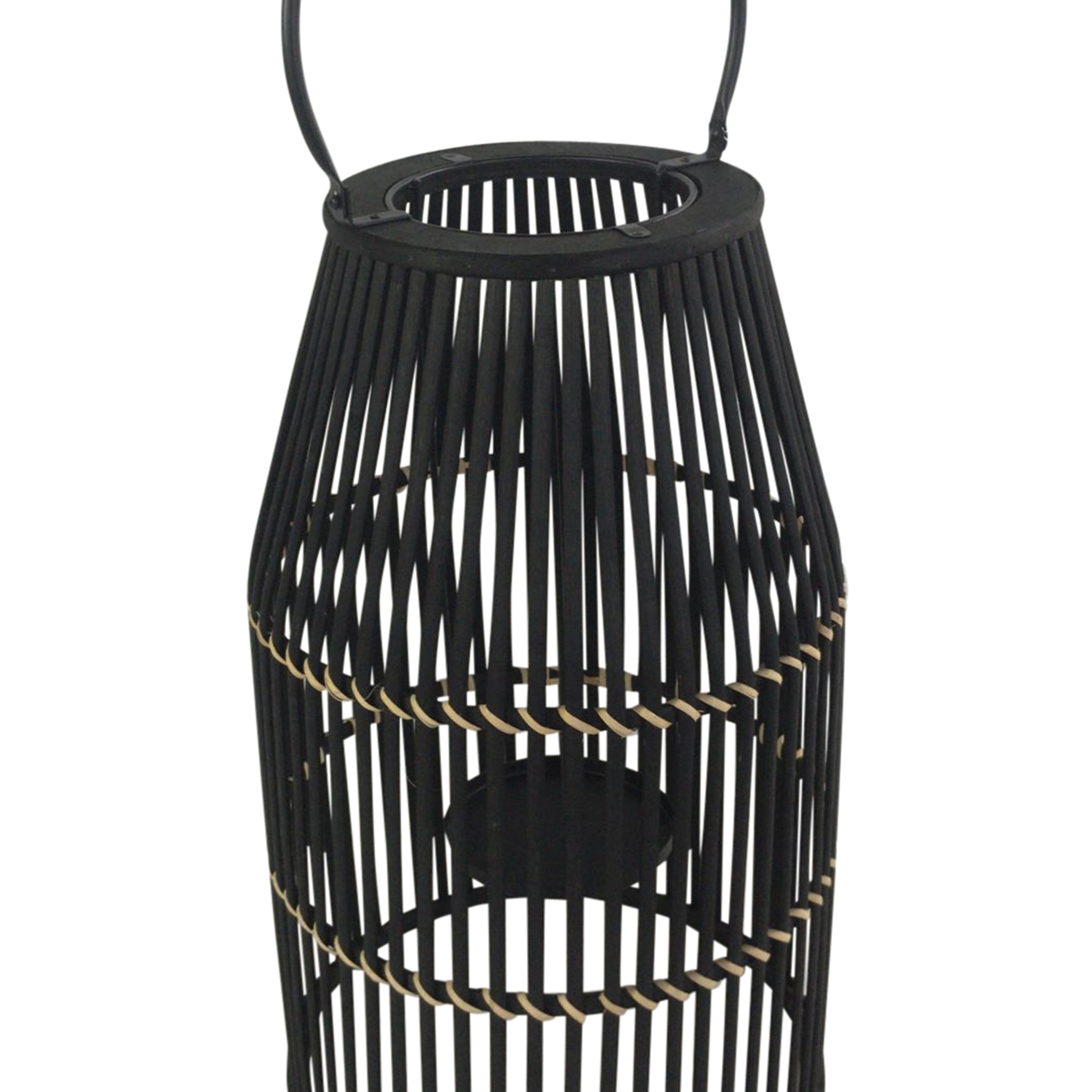 Decorative Drum Shaped Open Cage Bamboo Lantern Large Black-zoom-3