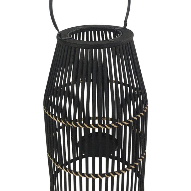 Decorative Drum Shaped Open Cage Bamboo Lantern Large Black-zoom-