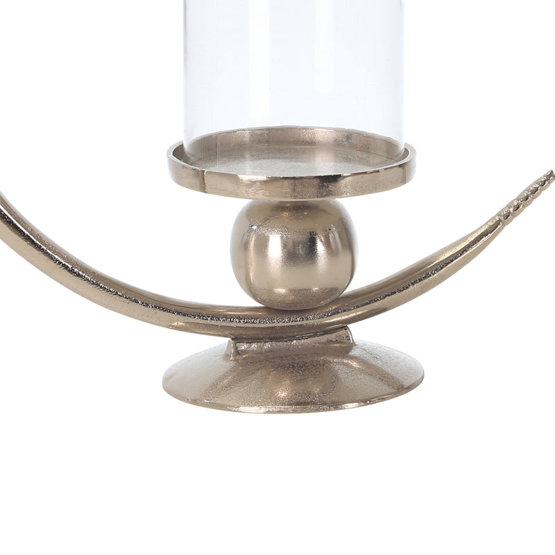 Metal Ring Candle Holder With Glass Hurricane Large Clear And Silver-zoom-