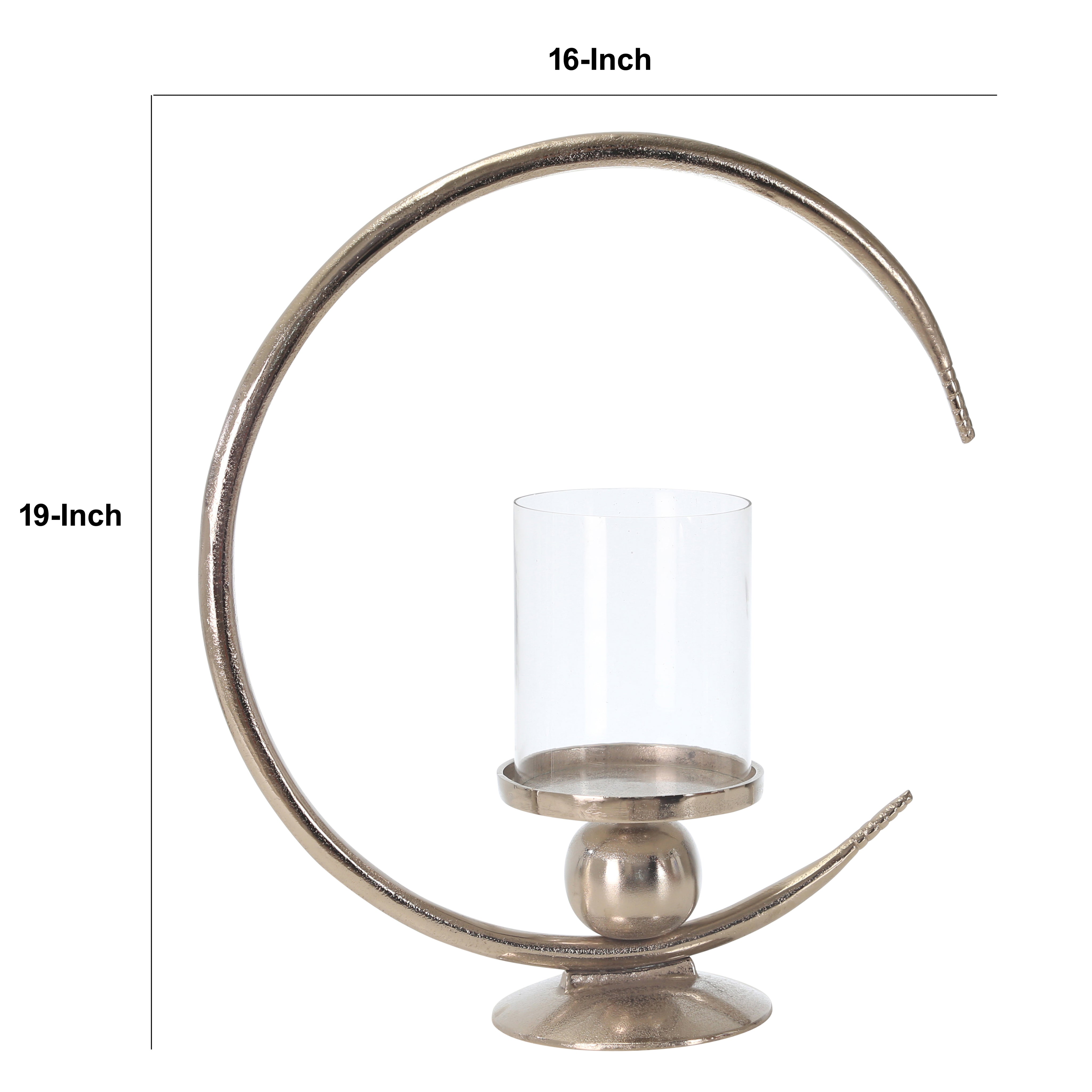 Metal Ring Candle Holder With Glass Hurricane Large Clear And Silver-zoom-5