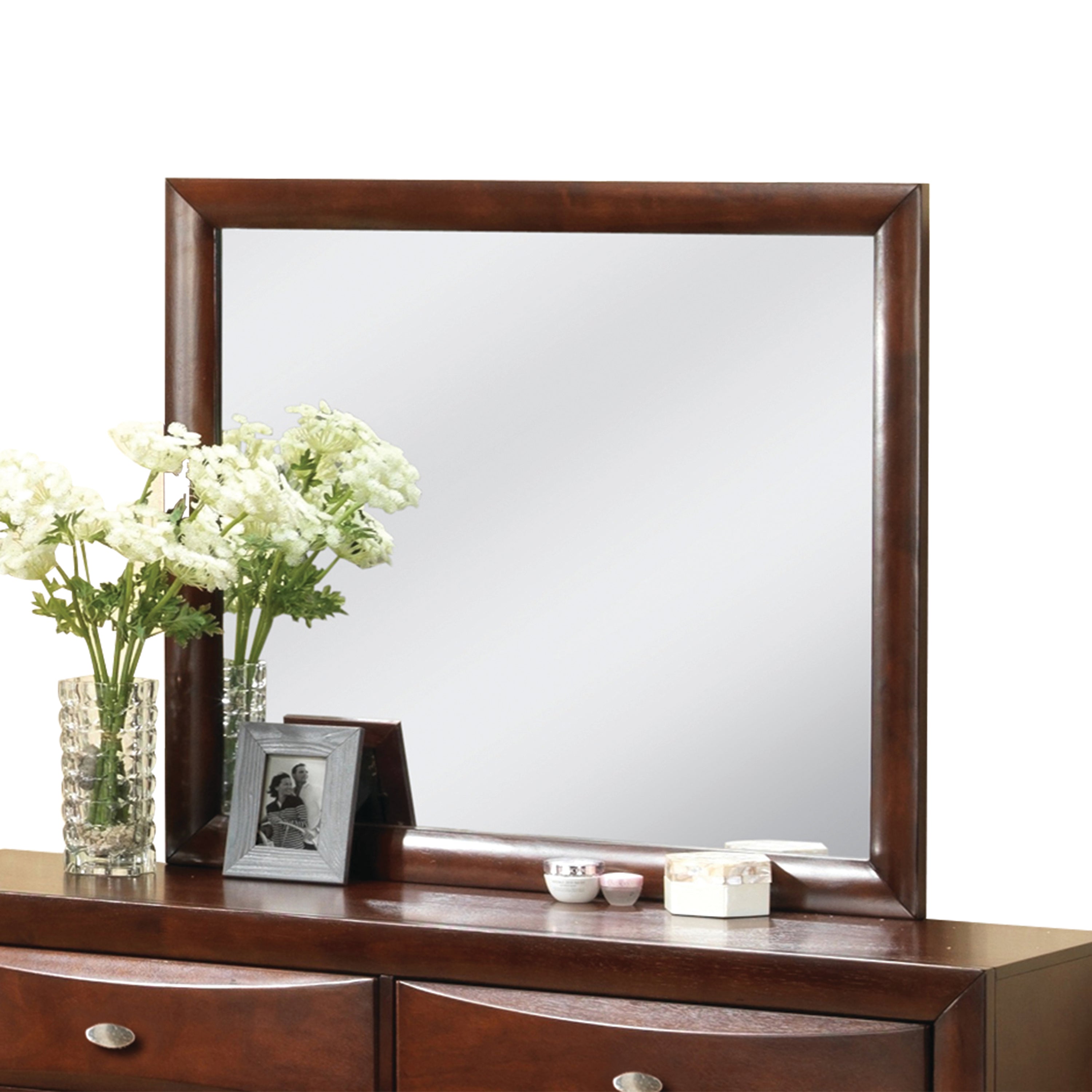 Contemporary Wooden Mirror With Rectangular Shape Brown And Silver