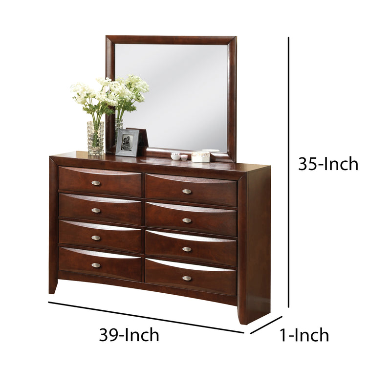 Contemporary Wooden Mirror With Rectangular Shape Brown And Silver-zoom-
