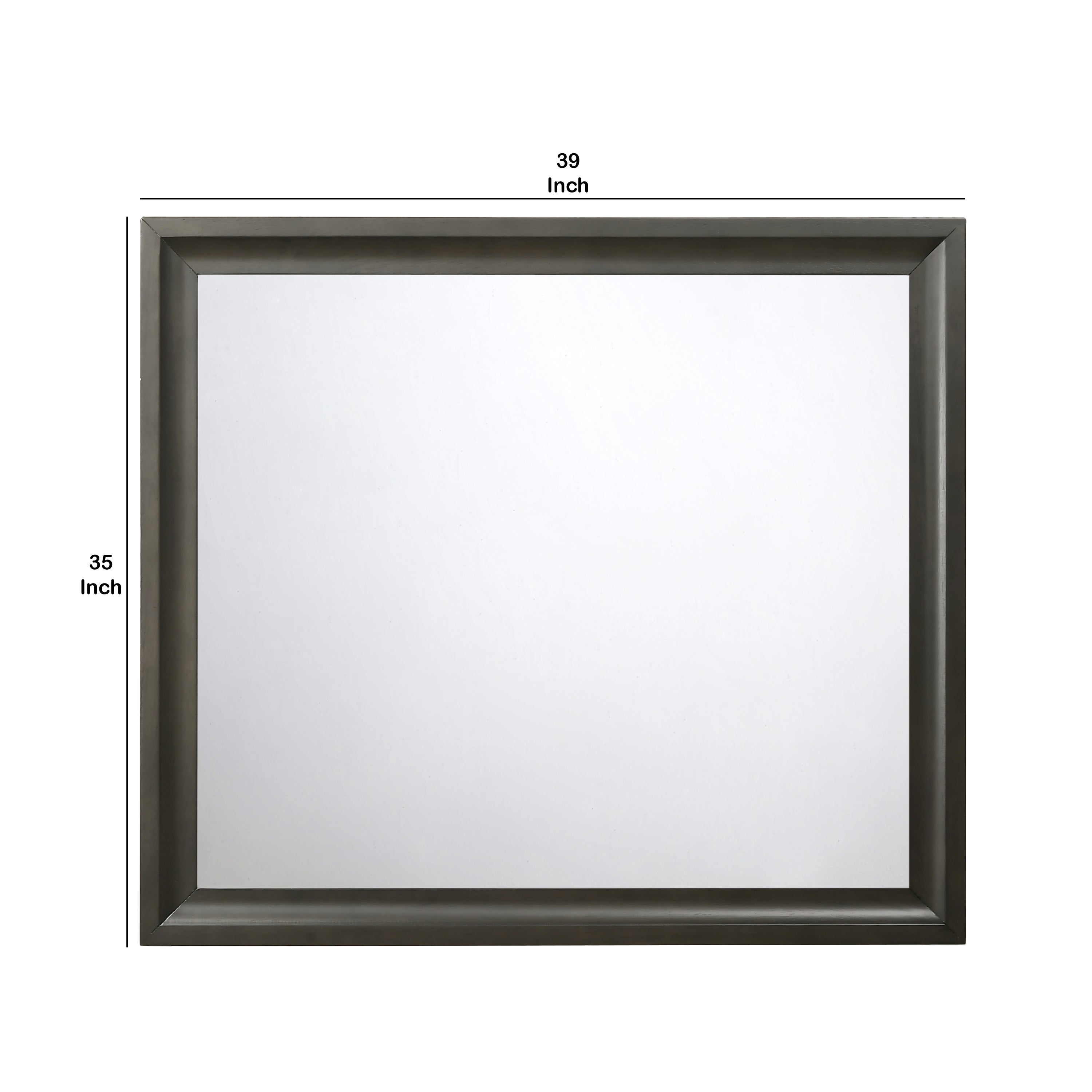 Contemporary Style Wooden Mirror With Raised Edge Framework Gray-zoom-5