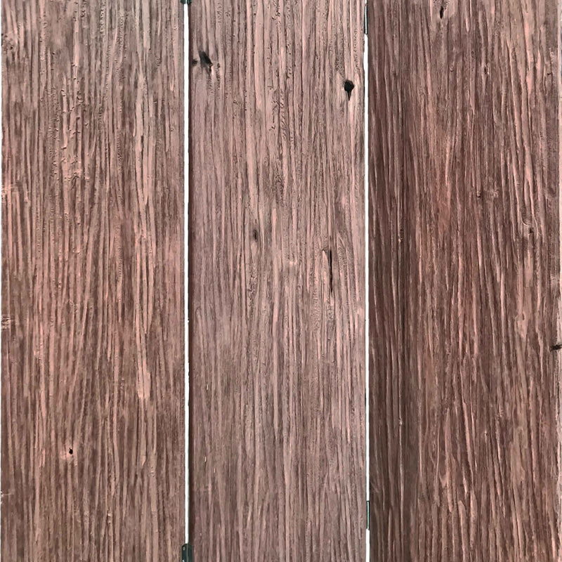 Textured and Bark Designed Wooden 3 Panel Room Divider , Natural Brown-zoom-