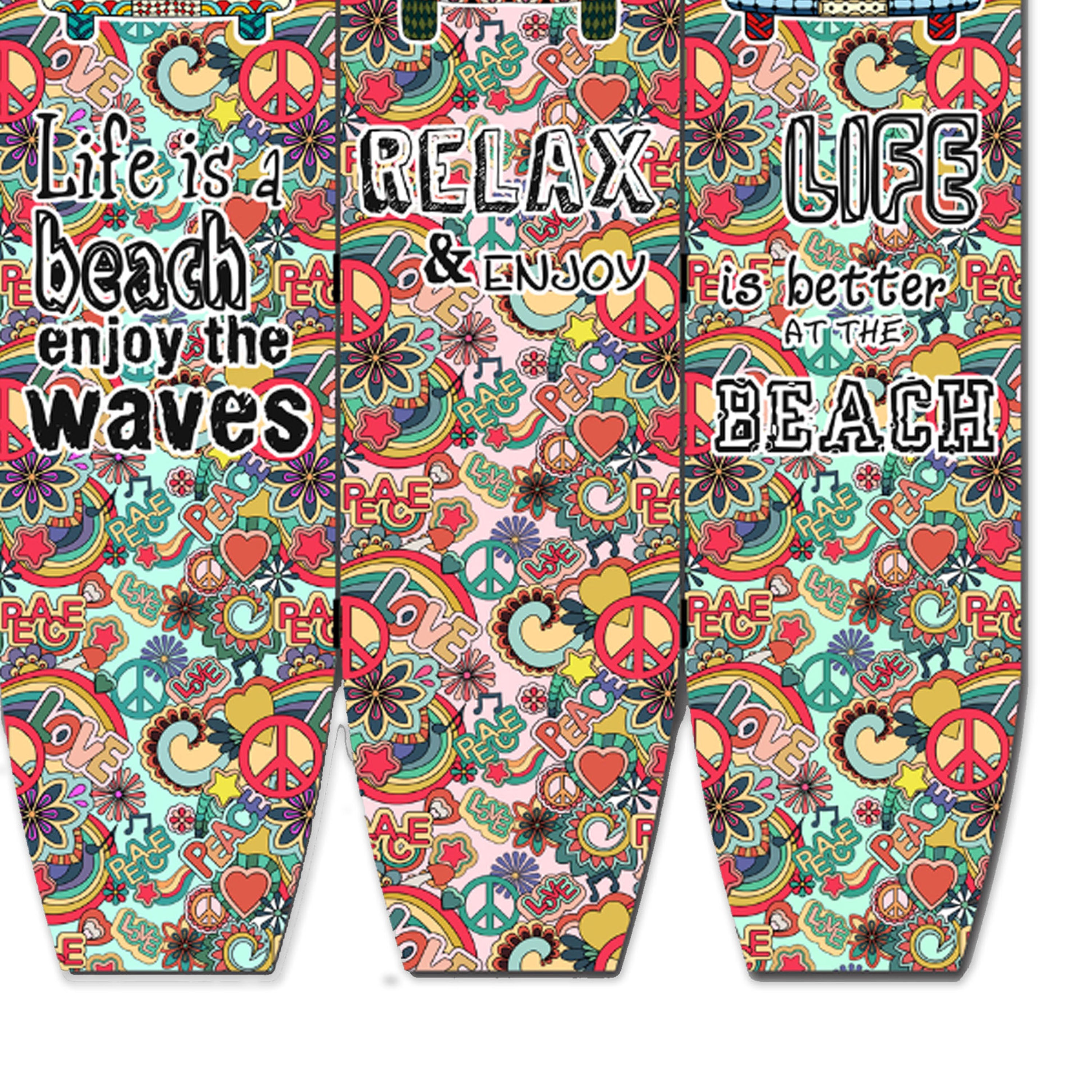 Beach Themed Surfboard Shaped 3 Panel Room Divider, Multicolor-zoom-4