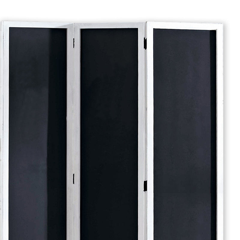 Chalkboard and Wooden 3 Panel Room Divider, Black and White-zoom-