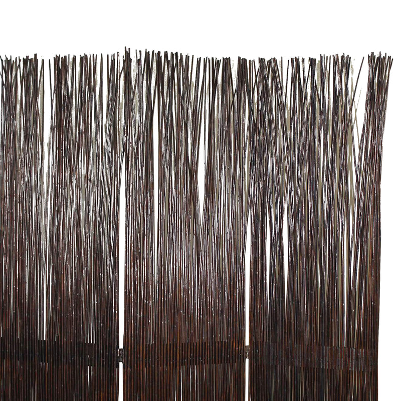 Traditional 3 Panel Wooden Willow Branch Room Divider, Brown-zoom-
