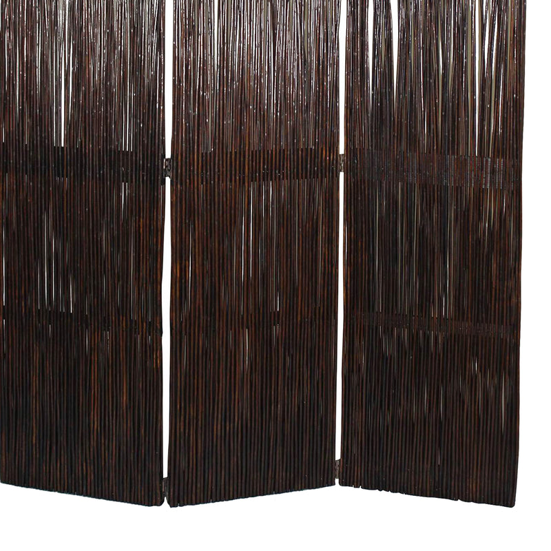 Traditional 3 Panel Wooden Willow Branch Room Divider, Brown-zoom-