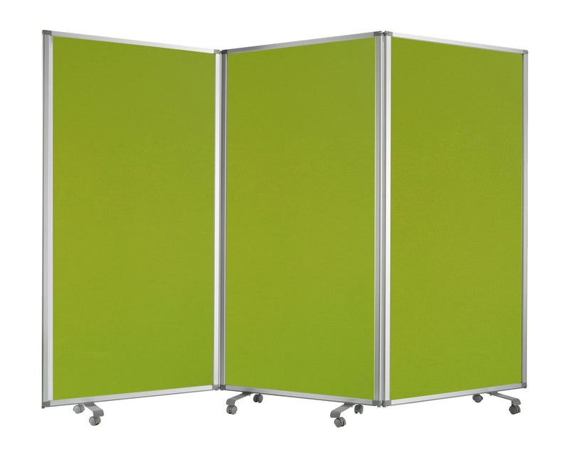 Accordion Style Fabric Upholstered 3 Panel Room Divider, Green and Gray-zoom-