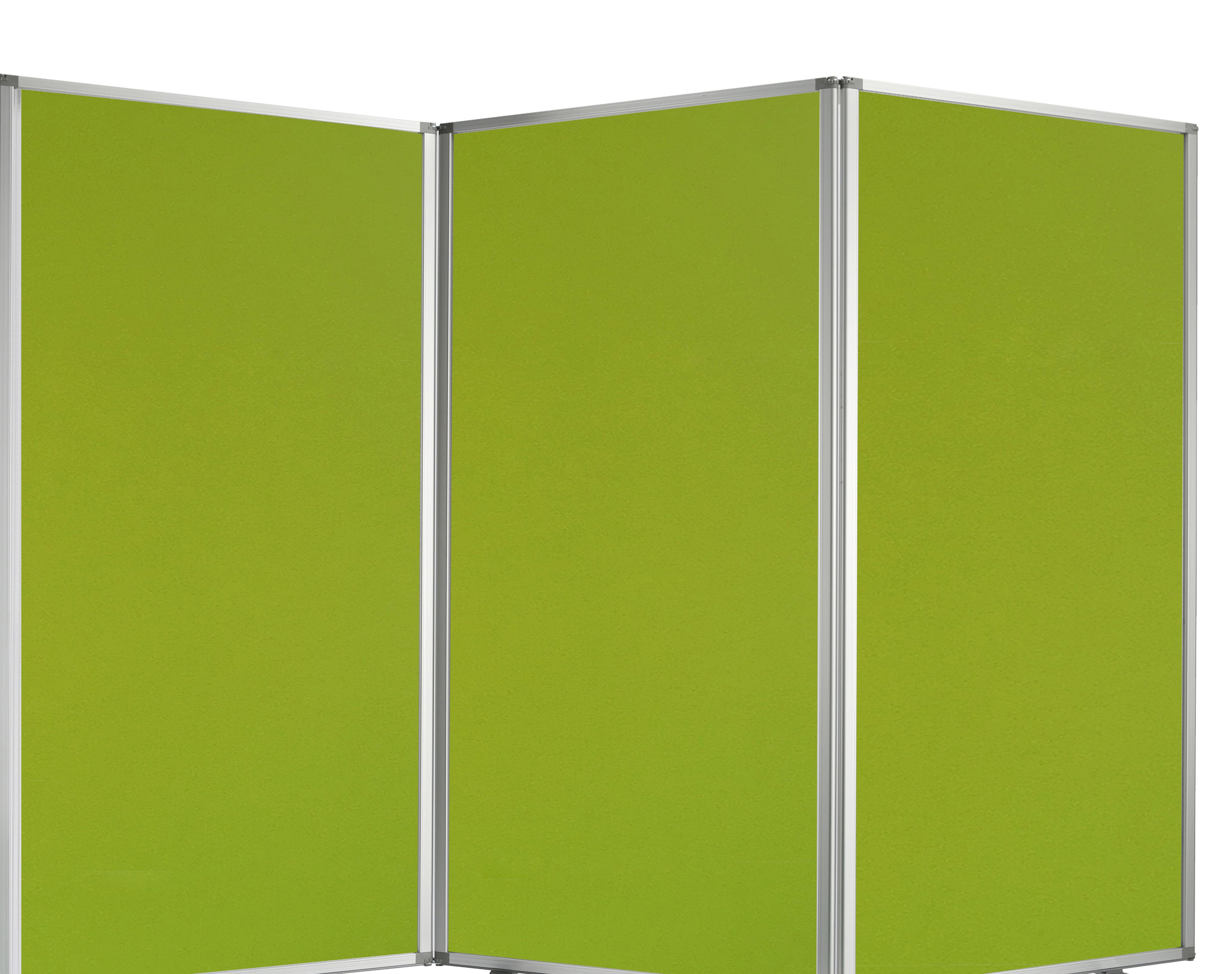 Accordion Style Fabric Upholstered 3 Panel Room Divider, Green and Gray-zoom-2